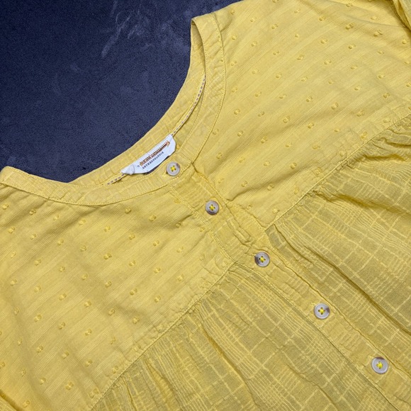 Pilcro by Anthropologie Tops - Pilcro Anthropologie Button Down Blouse Womens Large Yellow Swiss Dot Boho Top
